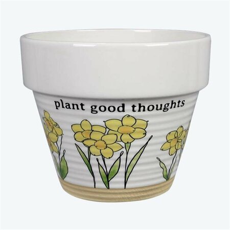 PATIO TRASERO Ceramic Daffodil-Themed Planter PA4266066